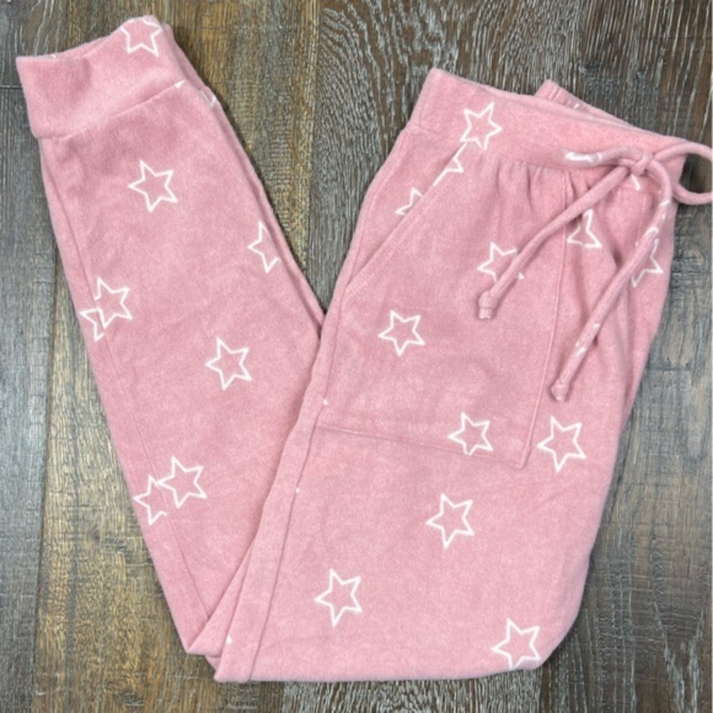 Caution to the Wind - ‘Stars - Pink’ fleece lounge pants. SZ: Small. NWT